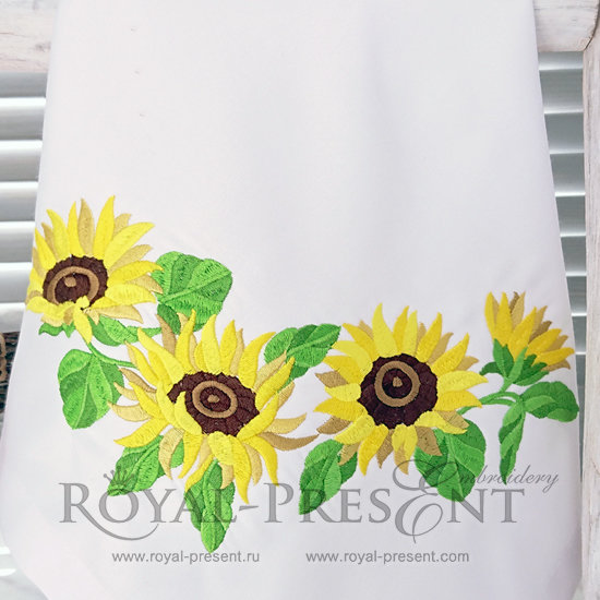 Machine Embroidery Design Sunflowers garland - 4 sizes