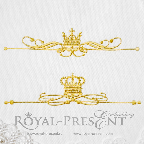 Machine Embroidery Designs Classic ornament with crown - 4 sizes