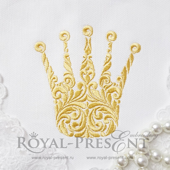 Machine Embroidery Design Ornate Crown - 4 sizes