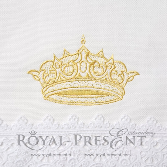 Gold Royal Crown embroidery design - 3 sizes