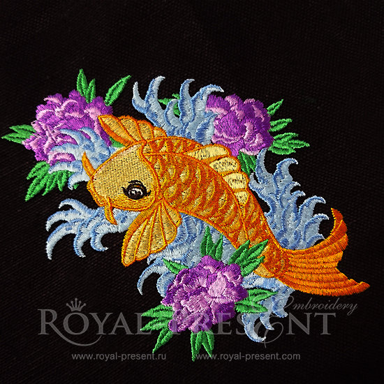 Machine Embroidery Design Tattoo Koi Fish - 4 sizes