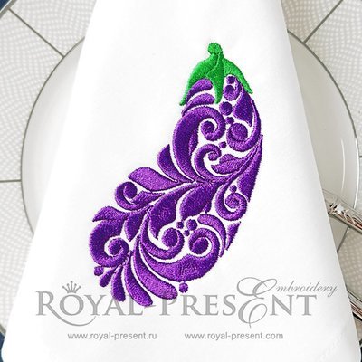 Eggplant Free Machine embroidery design - 3 sizes