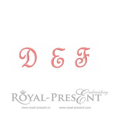 Set of Machine Embroidery Designs French script Capital letters D-E-F