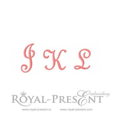 Set of Machine Embroidery Designs French script Capital letters J-K-L