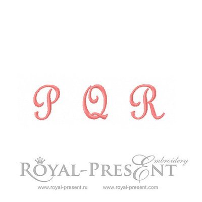 Set of Machine Embroidery Designs French script Capital letters P-Q-R