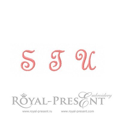 Set of Machine Embroidery Designs French script Capital letters S-T-U