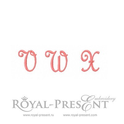Set of Machine Embroidery Designs French script Capital letters V-W-X