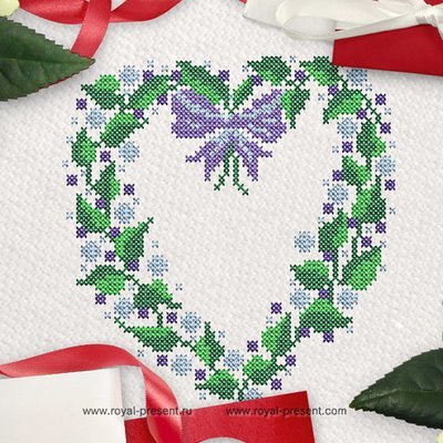 Cross-stitch Machine Embroidery Design Valentine Heart