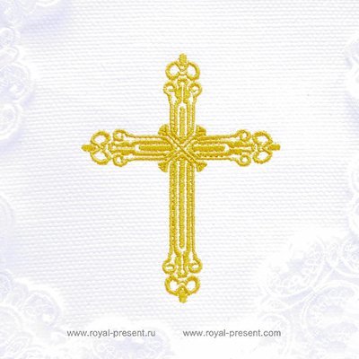 Machine Embroidery Design Gold Cross - 6 sizes