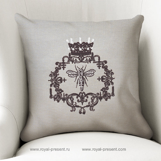 French Queen Bee Machine Embroidery Design - 5 sizes