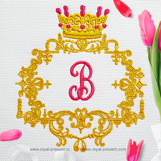 Royal monogram frame Embroidery Design - 3 sizes
