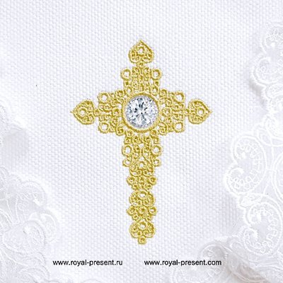 Machine embroidery design Jewelry Cross with Crystal