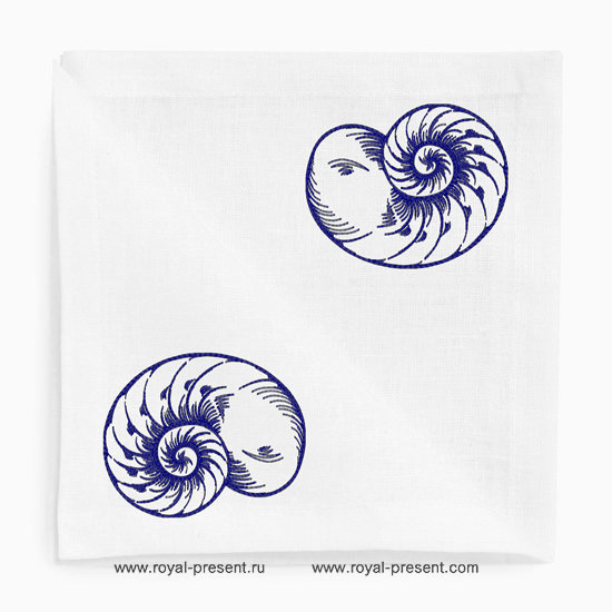 Bluework Machine Embroidery Design Seashell