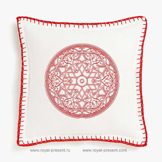 Islamic ornament RedWork Free Machine Embroidery Design