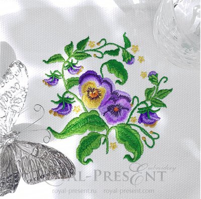 Pansies Machine Embroidery Design - 3 sizes