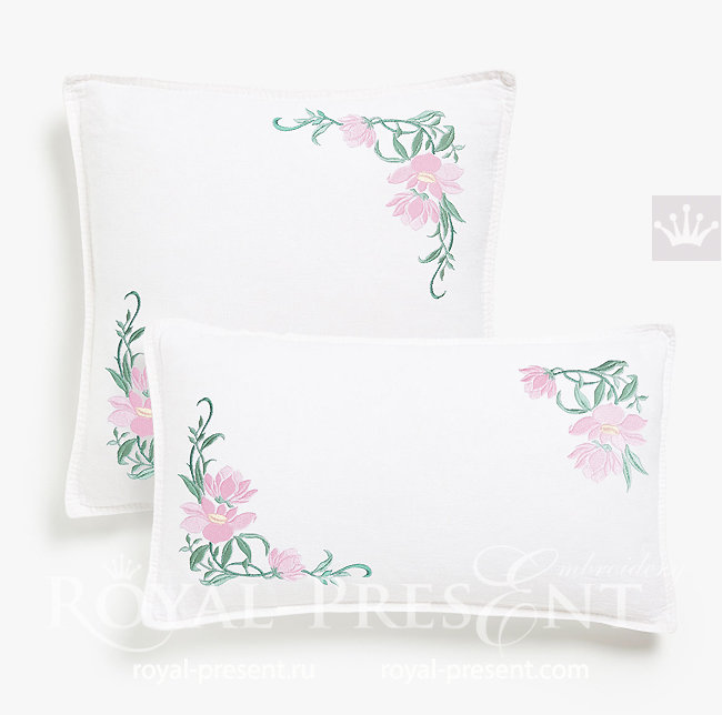 Corner Magnolias Machine Embroidery Designs - 4 sizes