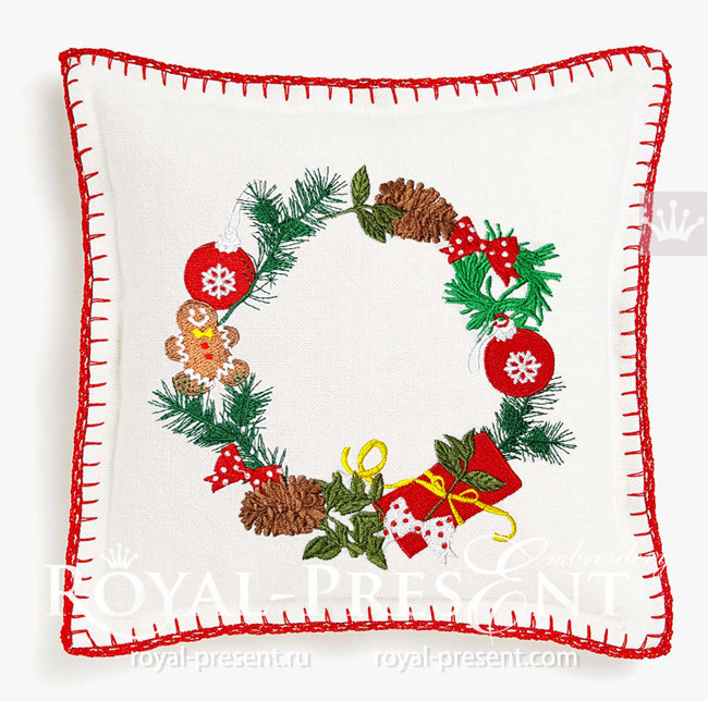 Holiday Wreath Machine Embroidery Design - 2 sizes | Royal Present ...