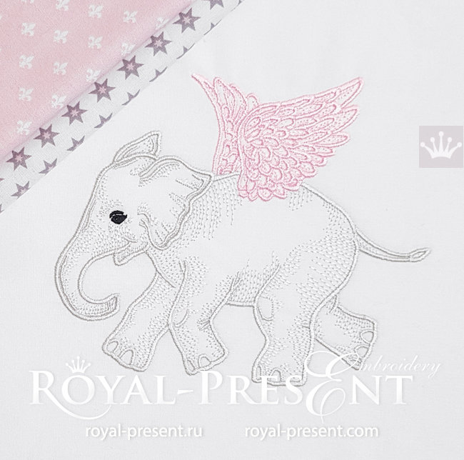 Angel Baby Elephant Embroidery Design - 5 sizes