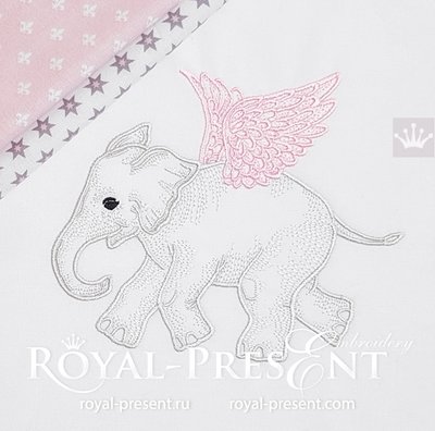 Angel Baby Elephant Embroidery Design - 5 sizes