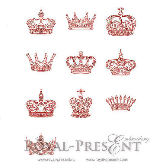 Machine Embroidery Designs King Crowns Set