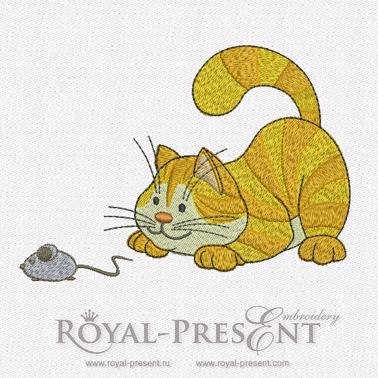Machine Embroidery Design Cat & Mouse