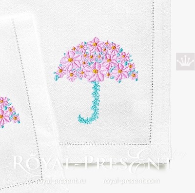 Flower umbrella Machine Embroidery Design - 3 sizes