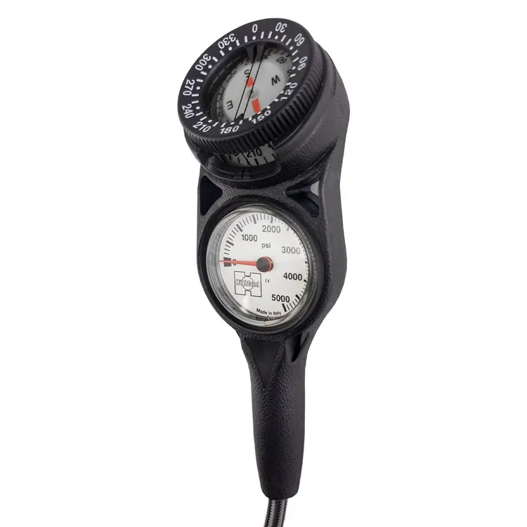 Highland Thin-Line Pressure Gauge/Compass Combo w/ Miflex Hose