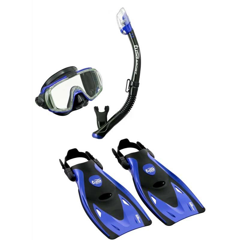 Tusa Visio Tri-Ex Snorkeling Set, Color: Metallic Blue, Size: Medium