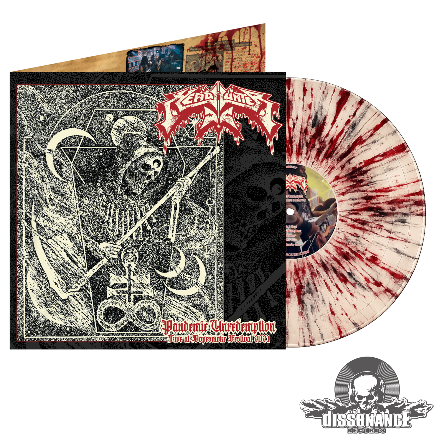 [PRE-ORDER] Headhunter D.C.– „Pandemic Unredemption – Live at Dopesmoke Festival 2021” LP 12" (Bone White/Blood Red Splatter)