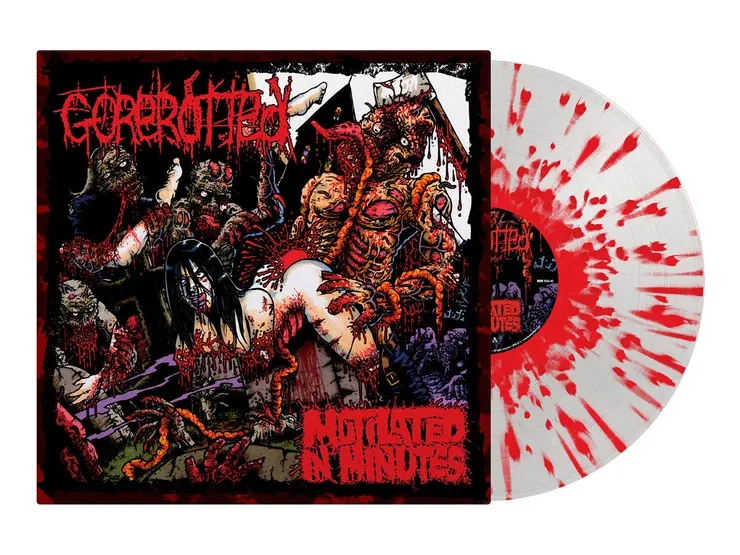 GOREROTTED – Mutilated In Minutes LP (Clear/Red Splatter Vinyl)