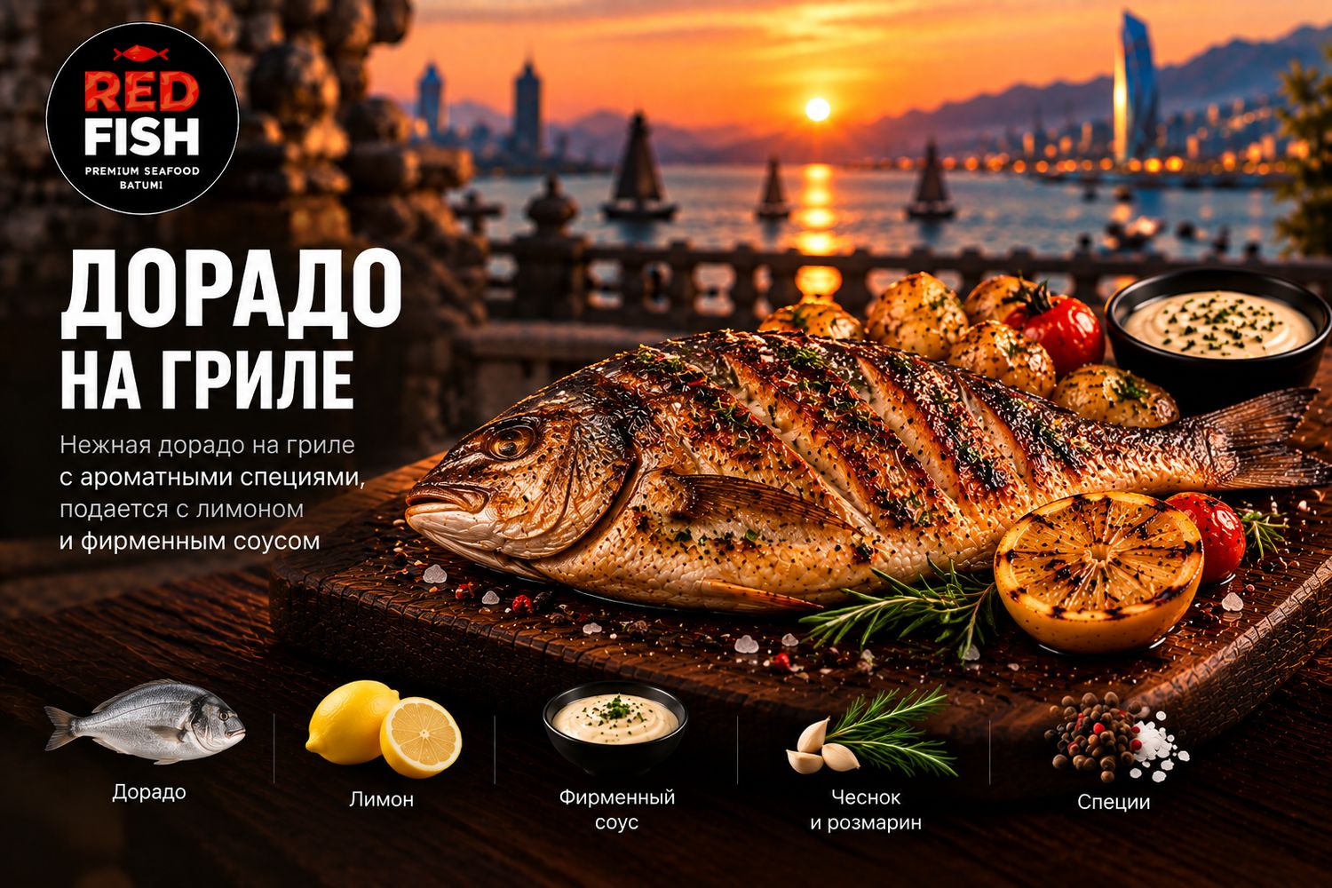 Дорадо на гриле