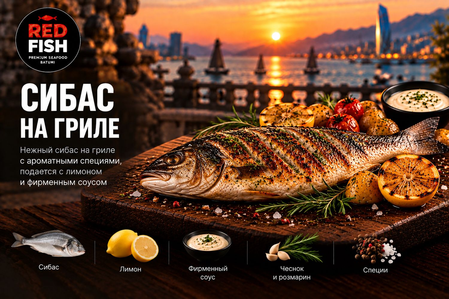 Сибас на гриле