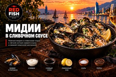Мидии в сливочном соусе