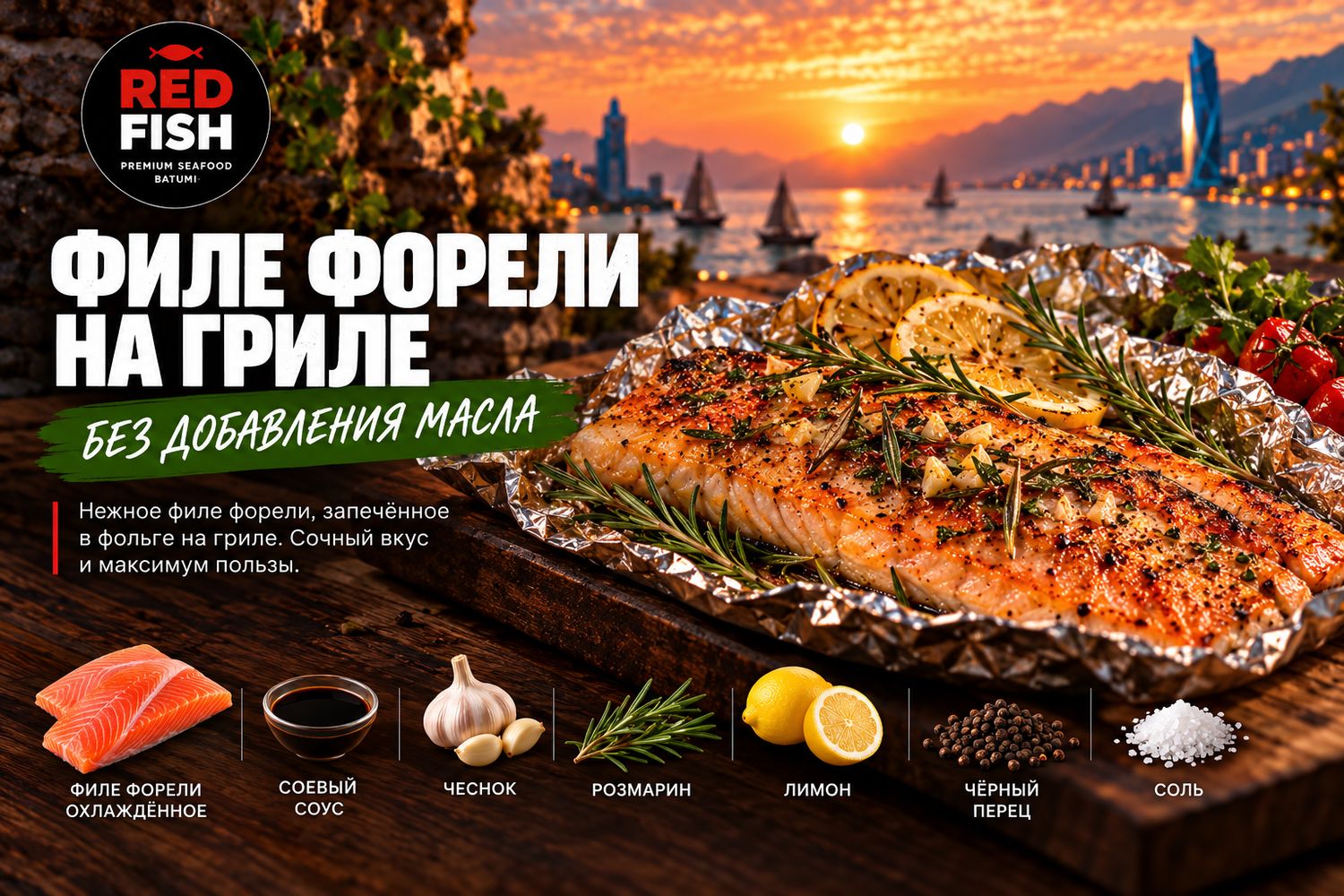 Филе форели на гриле без масла
