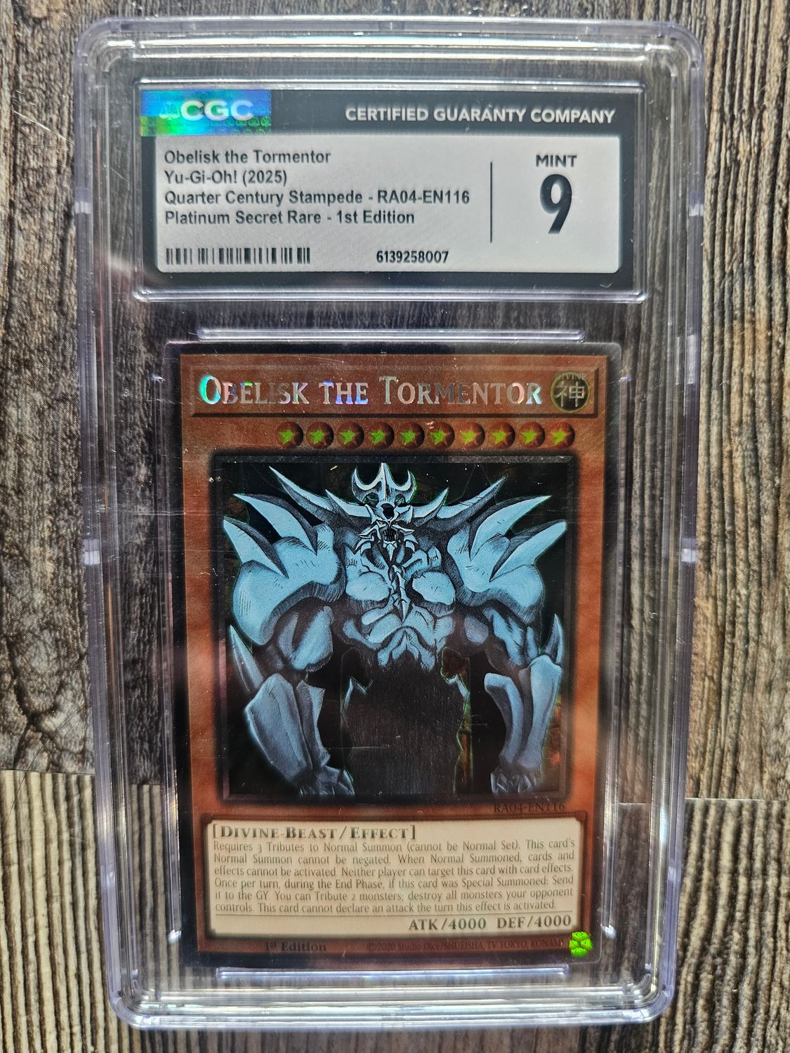CGC mint 9, Obelisk the Tormentor (PSR rare foil card)