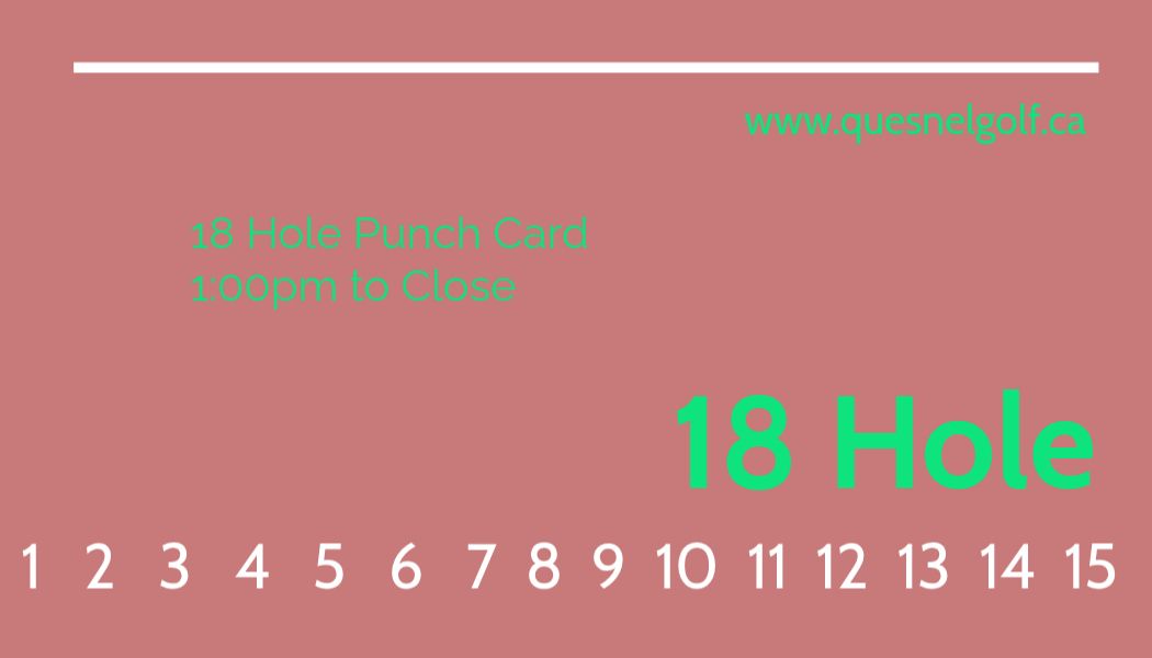 punch card 18 hole 15 game  1:00pm - close