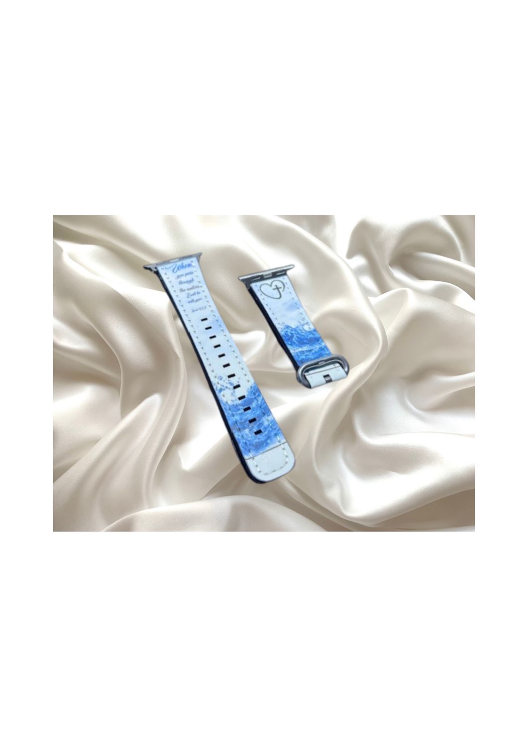 ​Christian Faux Leather Apple Watch Strap – “Troubled Waters” Scripture Design