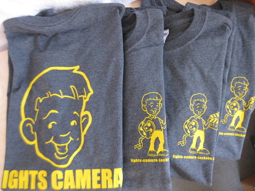 Lights-Camera-Jackson Short Sleeve T-Shirt - dark grey w/yellow