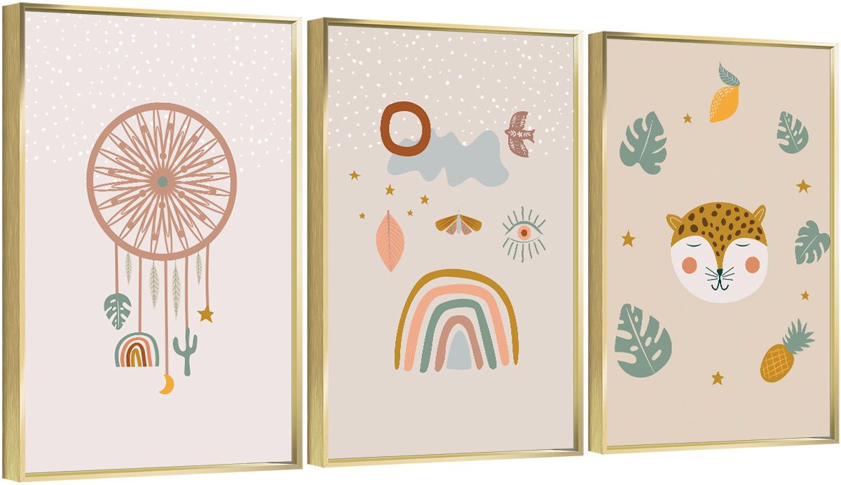 Framed 3-Panel Impressionism Canvas Art for Living Room �C 12x16