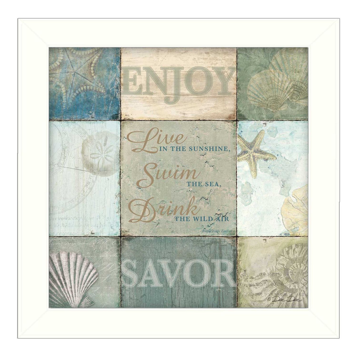 Live in the Sunshine by Dee Dee, Framed Wall Art Poster �C White