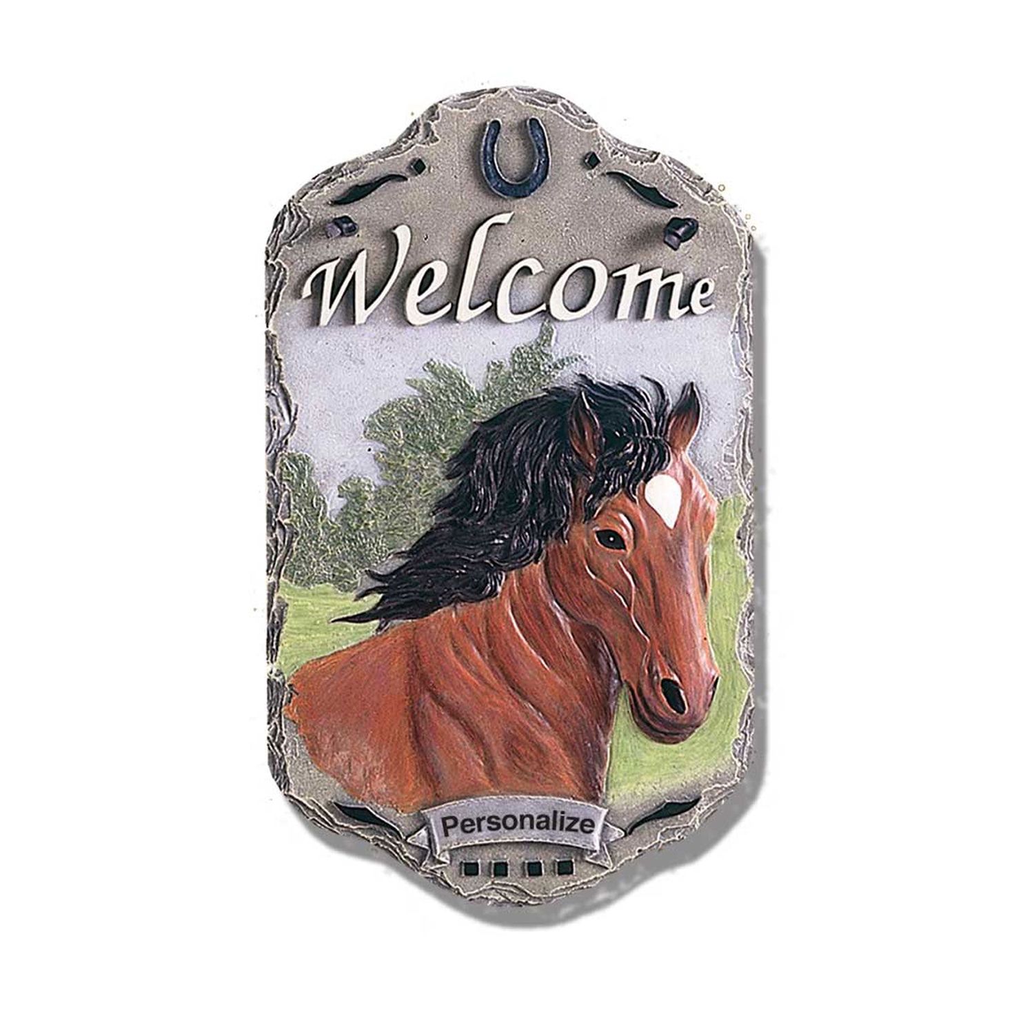 Horse Welcome Resin Slate Porch Sign �C Ready to Hang