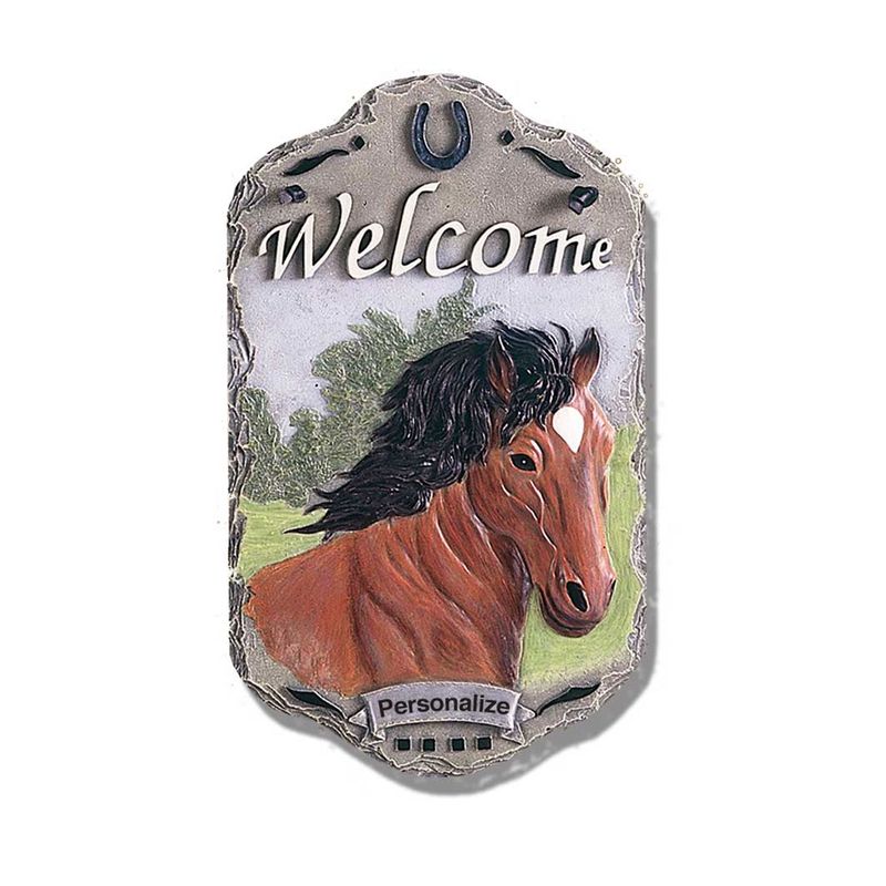 Horse Welcome Resin Slate Porch Sign �C Ready to Hang