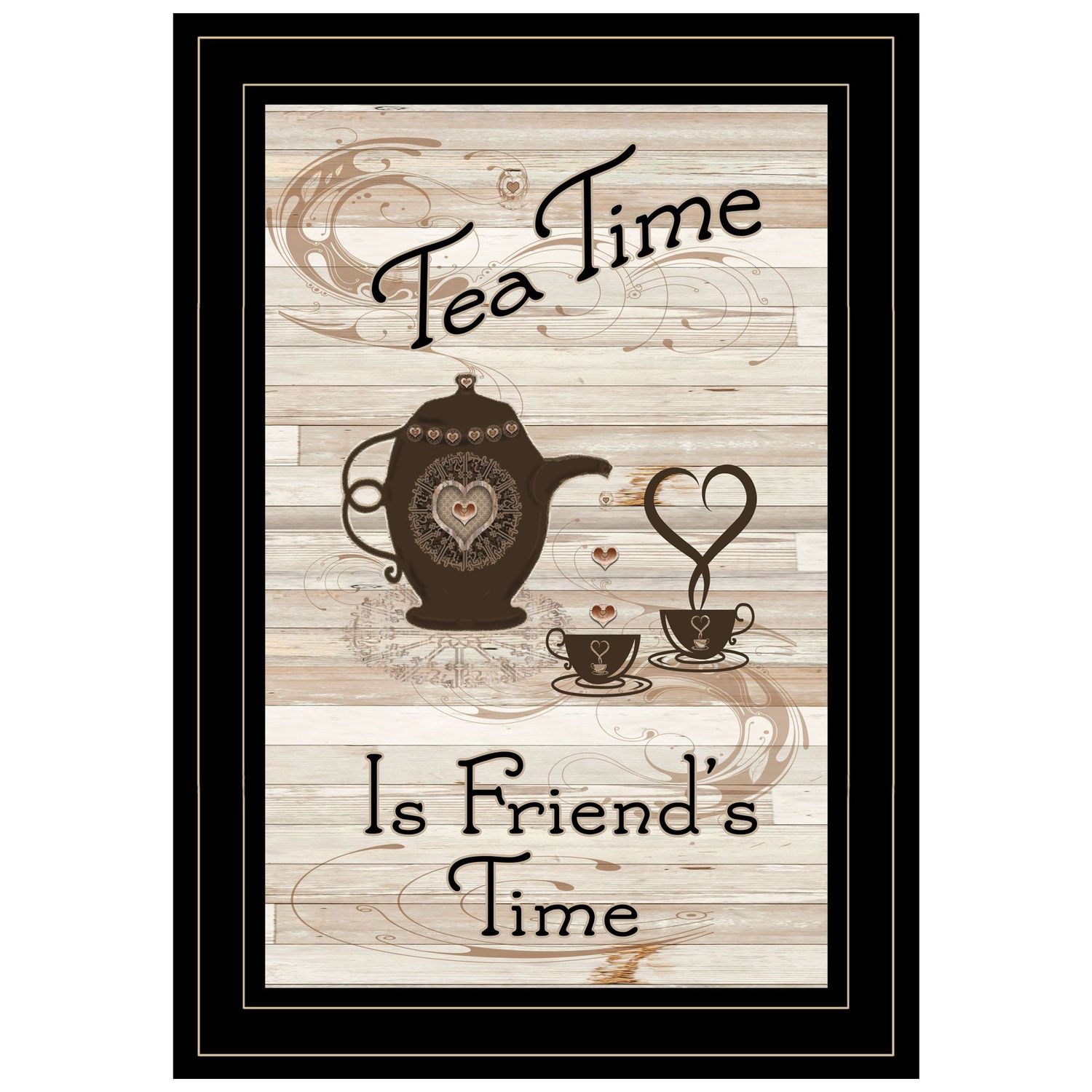 Tea Time Is Friends' Time by Trendy Decor 4U, Framed Print �C Black