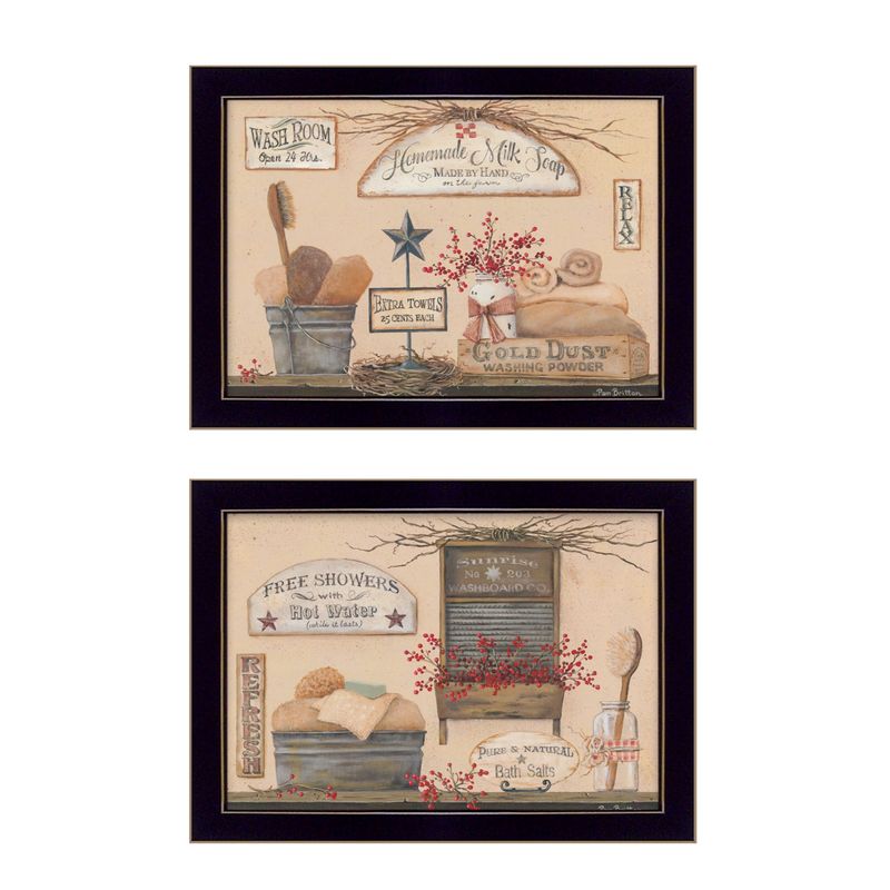 Wash Room Collection 2pc Vignette by Pam Britton �C Black Frame