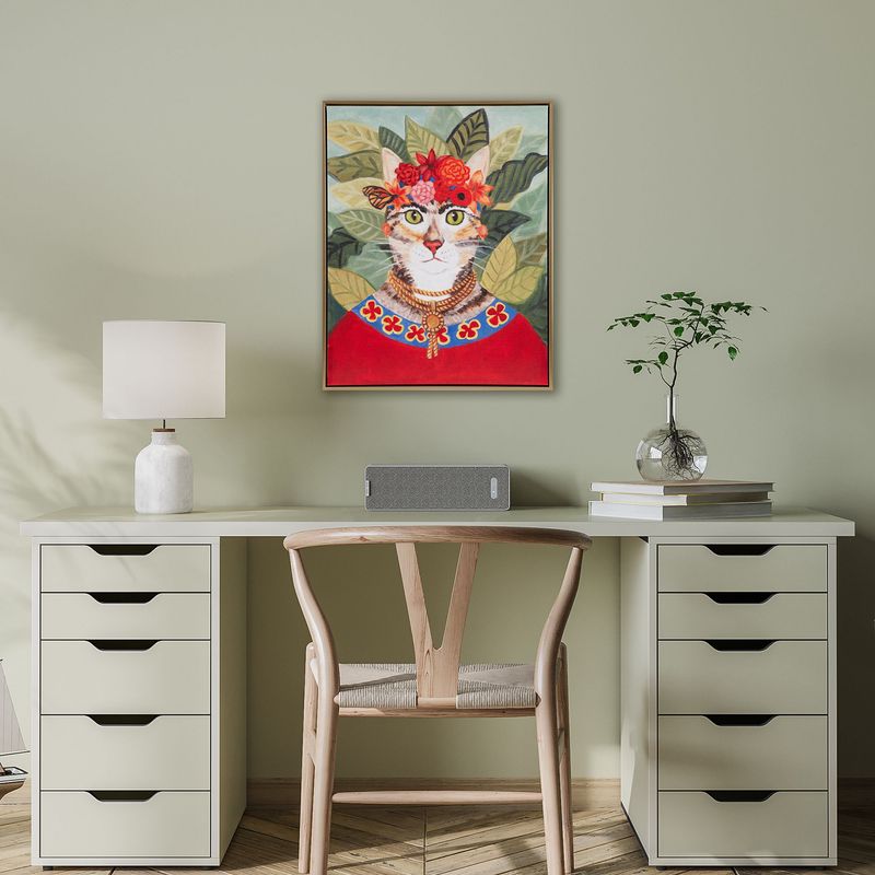 Bohemian Cat in Forest Framed Canvas Wall Art �C as Pic