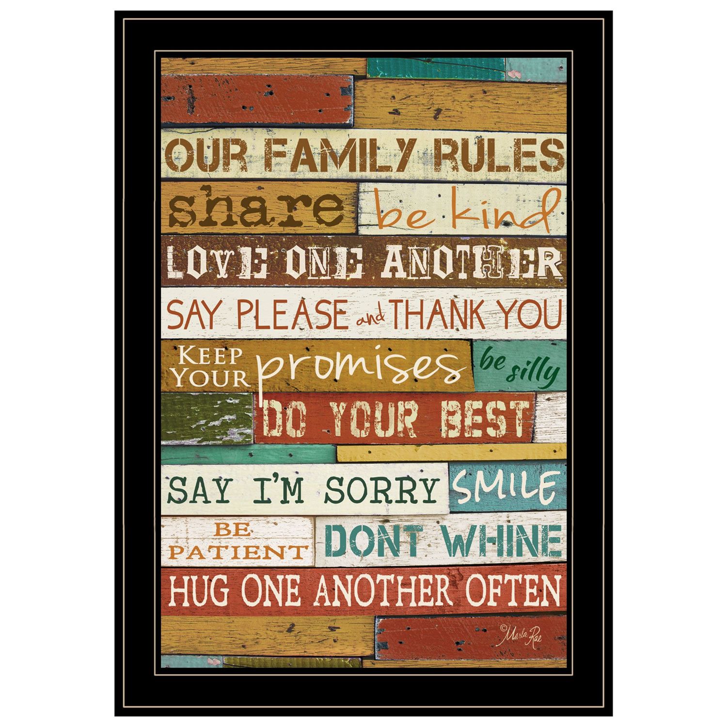 Our Family Rules by Marla Rae, Ready-to-Hang Framed Print �C Black