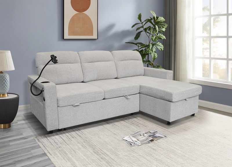 MODORA CORNER SOFA BED GREY &amp; CREAM