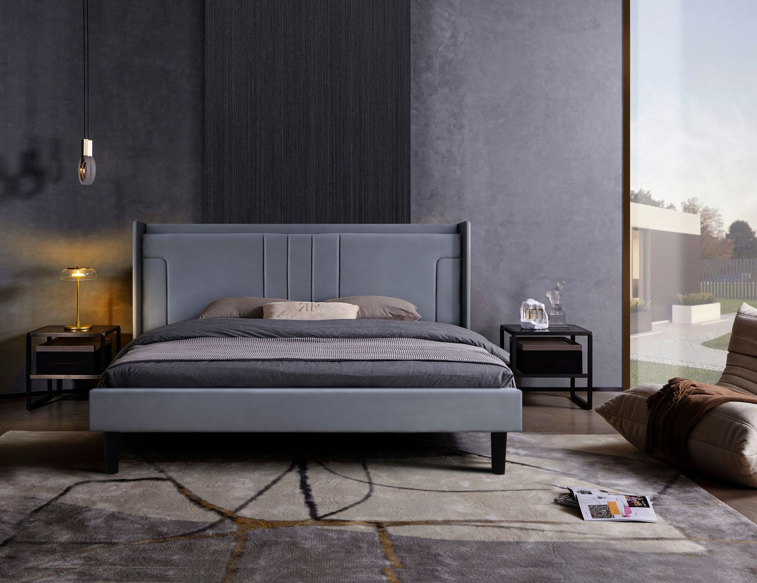 Lara Bed Velvet Double/King