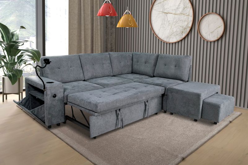 AVERRA CORNER SOFA BED GREY &amp; CREAM