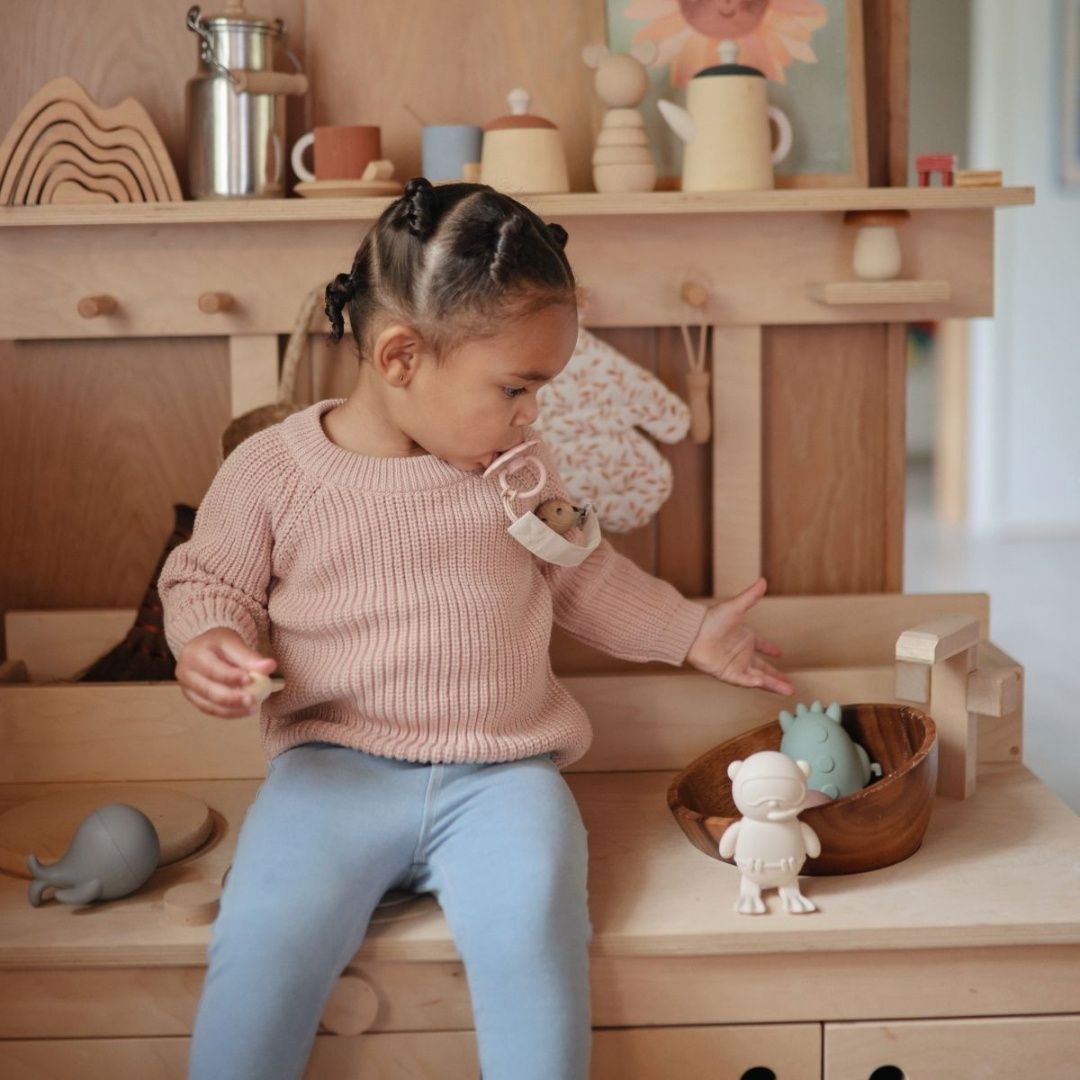 MUSHIE - pacifier clip linnen - 2 pack - Blush/Cream